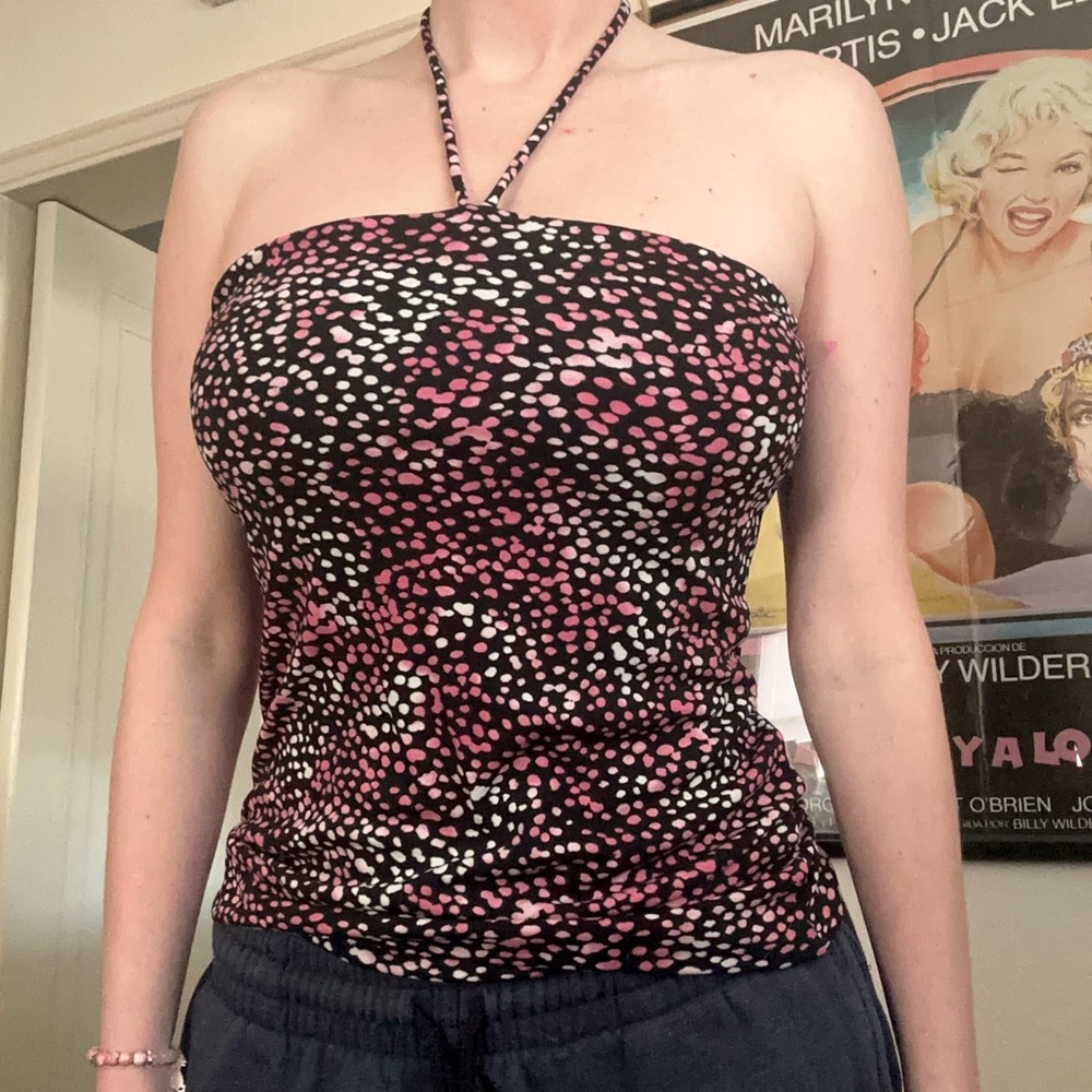 Vintage Guess Pink and Black Halter Top